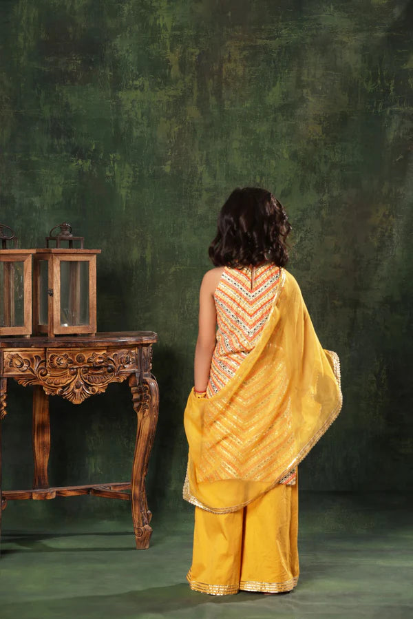 Chevron Linear Pattern Kurta with Palazzo Set