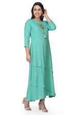 Load image into Gallery viewer, Green Long Kurti
