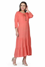 Load image into Gallery viewer, Orange Long Kurti