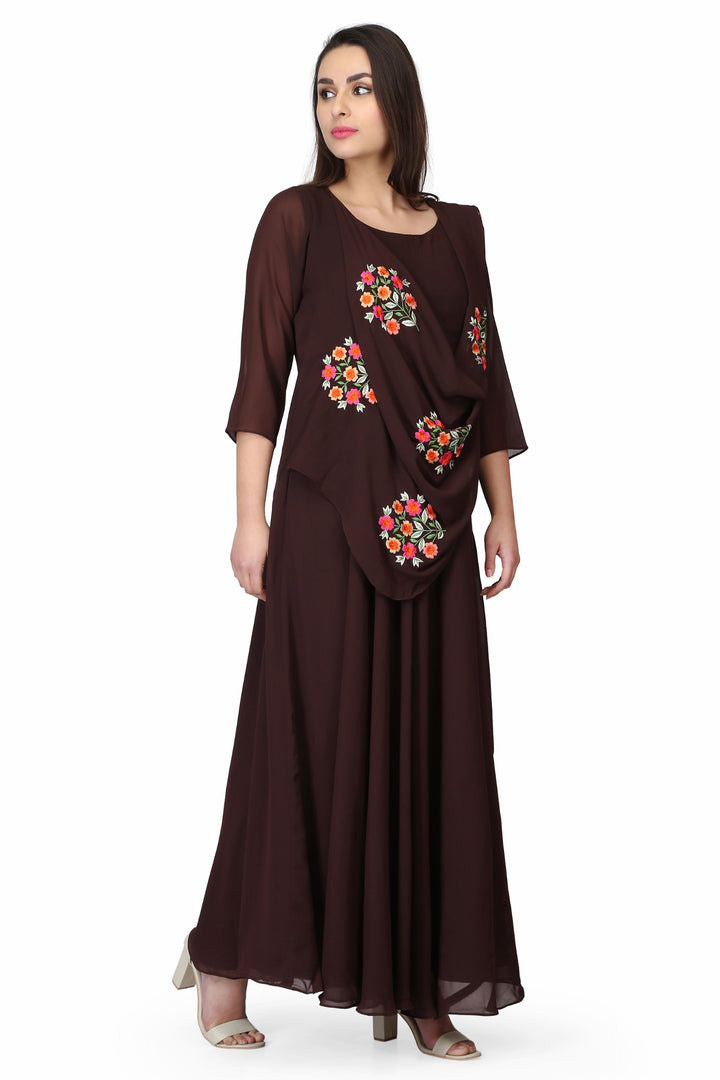 Brown Anarkali Style Kurti