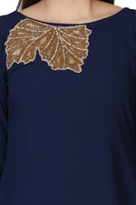 Load image into Gallery viewer, Blue Embroidered Long Kurti