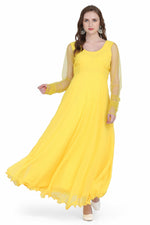 Load image into Gallery viewer, Yellow Long Anarkali Style Kurti
