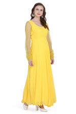 Load image into Gallery viewer, Yellow Long Anarkali Style Kurti