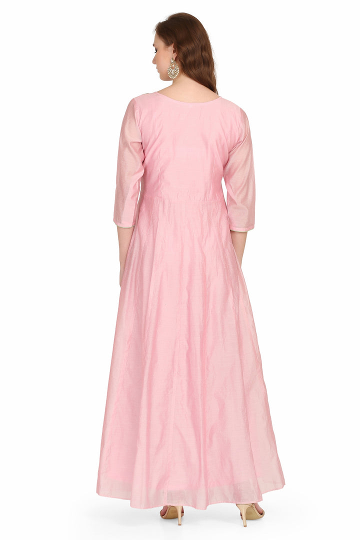 Pink Long Anarkali Style Kurti