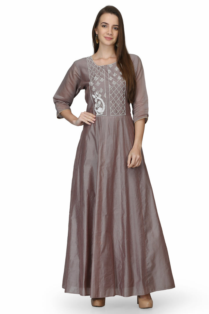Grey Long Anarkali Kurti