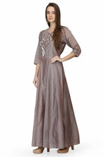 Load image into Gallery viewer, Grey Long Anarkali Kurti