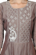Load image into Gallery viewer, Grey Long Anarkali Kurti