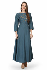 Load image into Gallery viewer, Teal Blue Floor Length Kurti