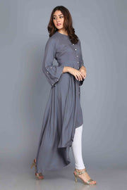 Grey Anarkali Style Rayon Kurti