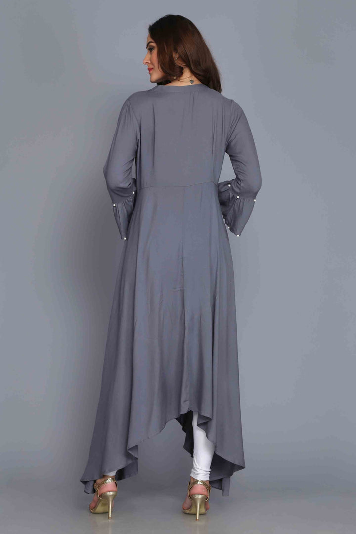 Grey Anarkali Style Rayon Kurti