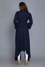 Load image into Gallery viewer, Navy Blue Anarkali Style Rayon Kurti