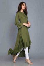 Load image into Gallery viewer, Green Anarkali Style Rayon Kurti