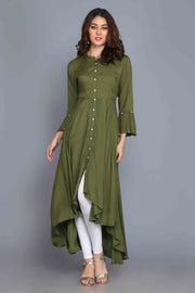 Green Anarkali Style Rayon Kurti