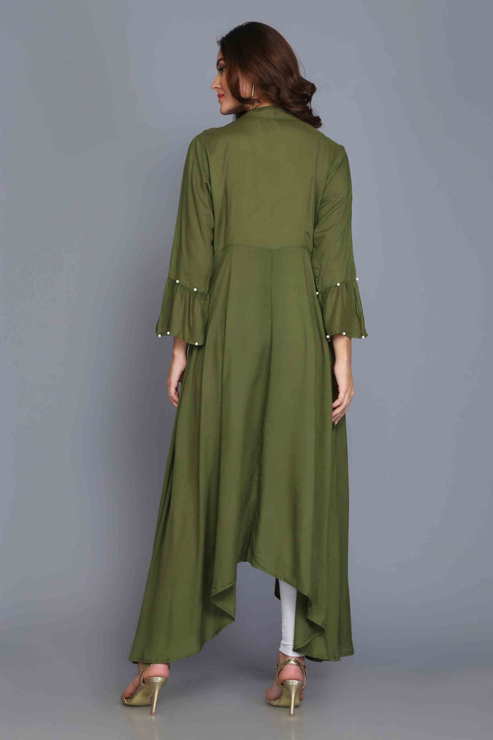 Green Anarkali Style Rayon Kurti
