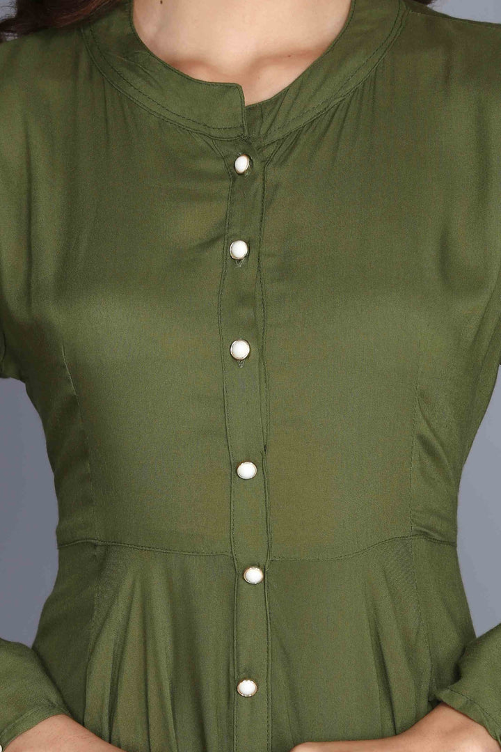 Green Anarkali Style Rayon Kurti