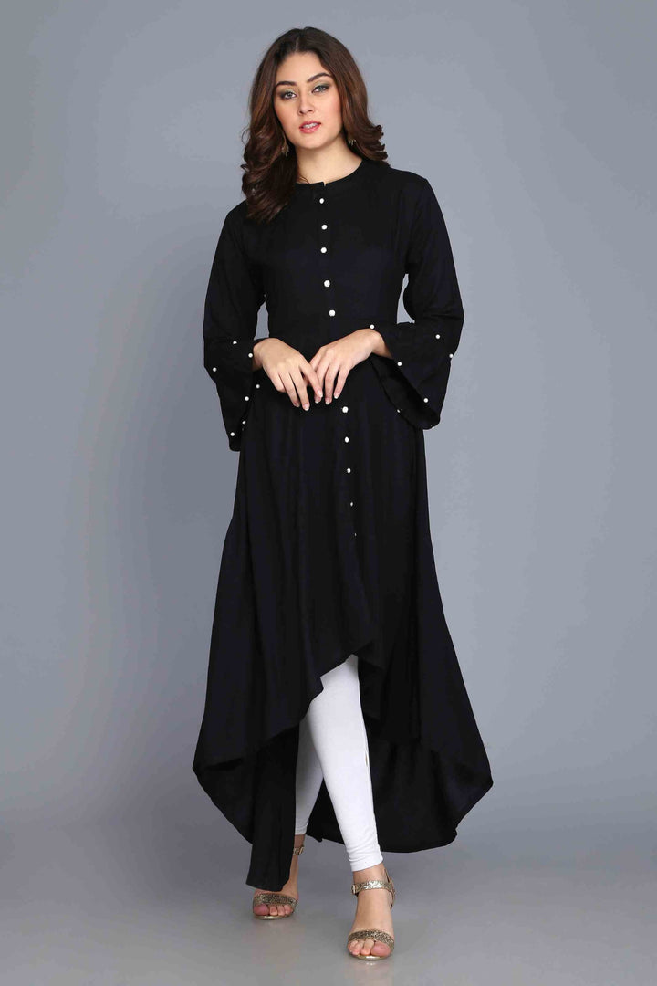 Black Anarkali Style Rayon Kurti