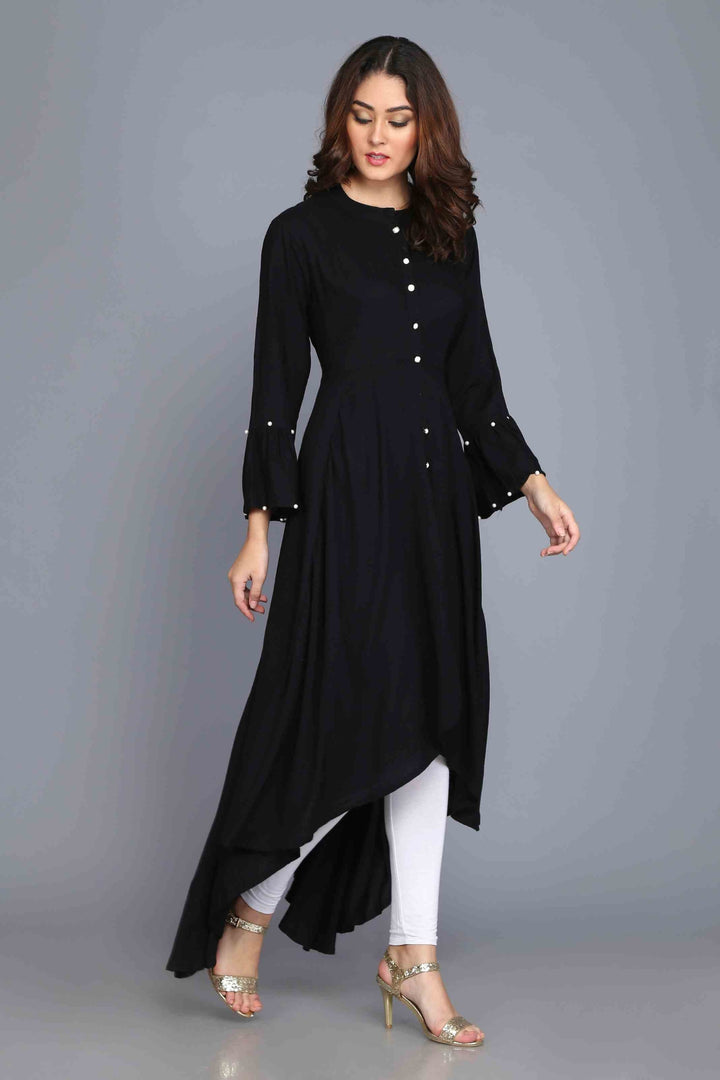 Black Anarkali Style Rayon Kurti