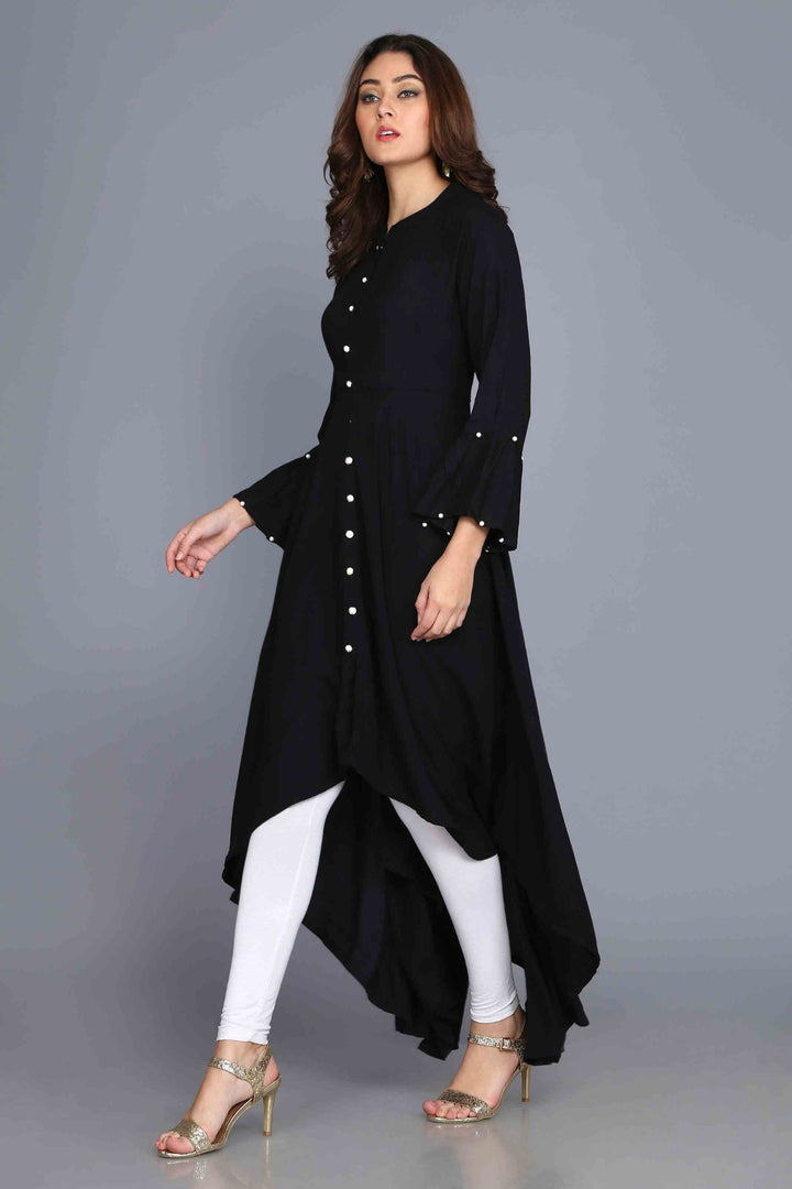 Black Anarkali Style Rayon Kurti