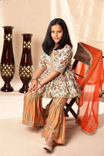 Load image into Gallery viewer, Printed Short Frock Suit with Sharara Set