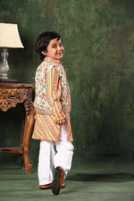 Load image into Gallery viewer, Geometric Print Jacket with Linear Print Kurta Set