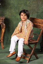 Load image into Gallery viewer, Geometric Print Jacket with Linear Print Kurta Set