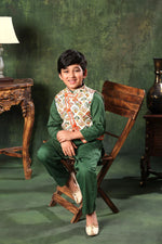Load image into Gallery viewer, Printed Jacket with Green Kurta and Pyjama Co-ord Set