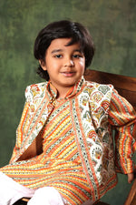 Load image into Gallery viewer, Geometric Print Jacket with Linear Print Kurta Set