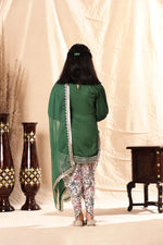 Load image into Gallery viewer, Short Green Kurta with Dhoti Salwar Set
