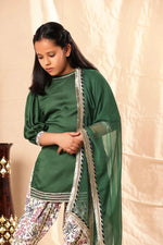 Load image into Gallery viewer, Short Green Kurta with Dhoti Salwar Set