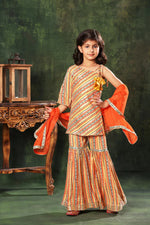 Load image into Gallery viewer, Embellished Printed Off-Shoulder Kurti with Sharara Set