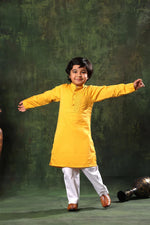 Load image into Gallery viewer, Mustard Kurta and White Pyjama Set