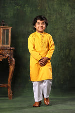 Load image into Gallery viewer, Mustard Kurta and White Pyjama Set