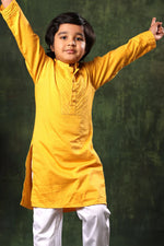 Load image into Gallery viewer, Mustard Kurta and White Pyjama Set