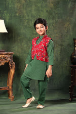 Load image into Gallery viewer, Printed Jacket With Floral Pathani Kurta Set