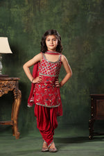 Load image into Gallery viewer, Red Floral Embellished Kurti with Patiala Salwar Set