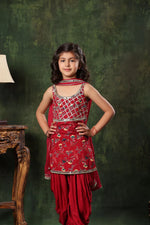 Load image into Gallery viewer, Red Floral Embellished Kurti with Patiala Salwar Set