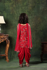 Load image into Gallery viewer, Red Floral Embellished Kurti with Patiala Salwar Set