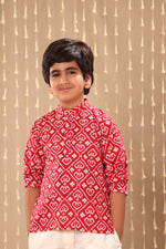 Load image into Gallery viewer, Red Ikat Short Kurta with White Pant Co-ord Set
