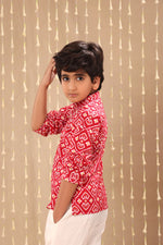 Load image into Gallery viewer, Red Ikat Short Kurta with White Pant Co-ord Set
