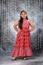 Load image into Gallery viewer, Red Jaipuri Double Print Maxi Dress Only
