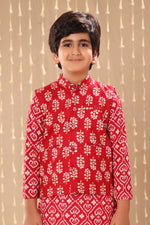 Load image into Gallery viewer, Red Jaipuri Floral Motif Handblock Print Jacket Only
