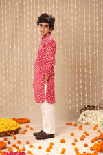 Load image into Gallery viewer, Red Jaipuri Handblock Ikat Print Long Kurta Co-ord Set
