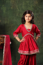 Load image into Gallery viewer, Mirror Lace work Peplum Top with Patiala Salwar Set