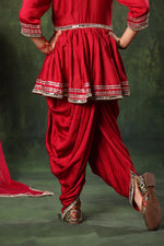 Load image into Gallery viewer, Mirror Lace work Peplum Top with Patiala Salwar Set