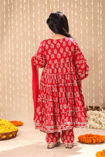 Load image into Gallery viewer, Red Jaipuri Print Balloon Sleeve Maxi Dress Only
