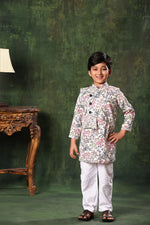 Load image into Gallery viewer, White Floral Printed Jacket with Kurta Set