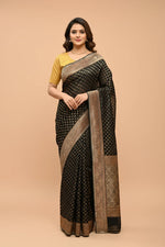 Load image into Gallery viewer, Midnight Gold Banarasi Silk Saree
